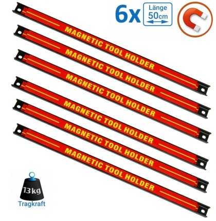 Sellnet 6x Magnetleiste für Werkzeuge 50 cm Werkzeughalter mit Tragkraft von 13 kg SN3521-6