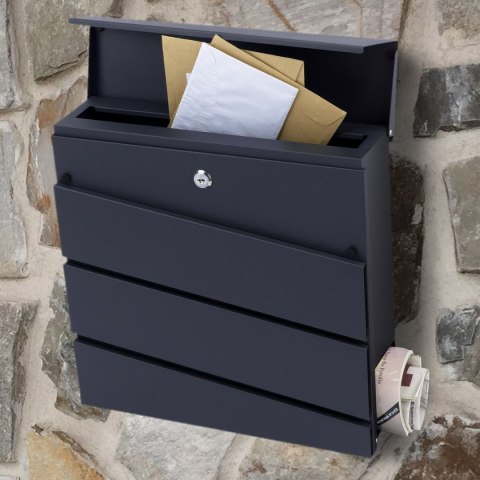 Verda Briefkasten aus verzinktem Stahl, Schwarz Matt SN3645-2