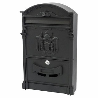 Verda Retro Briefkasten aus pulverbeschichtetem Aluguss, Schwarz Matt SN3663-2