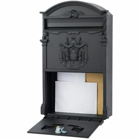 Verda Retro Briefkasten aus pulverbeschichtetem Aluguss, Schwarz Matt SN3663-2