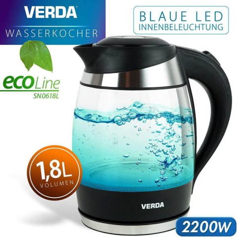 Verda Wasserkocher aus Glas 1,8L 2200W mit Kalkfilter SN0618L Verda Wasserkocher aus Glas 1,8L 2200W mit Kalkfilter SN0618L