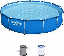 Bestway Steel Pro™ Frame Pool 396 x 84 cm, Set mit Filterpumpe, rund, blau 5612E