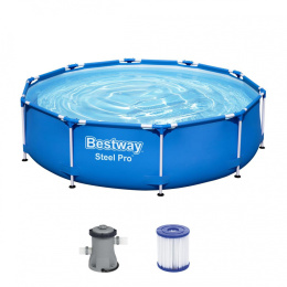 Bestway Steel Pro™ Frame Pool 305 x 76 cm, Set mit Filterpumpe, rund, blau 56679