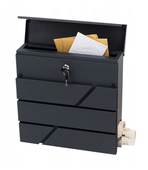 Verda Briefkasten aus verzinktem Stahl, Schwarz Matt SN3642-2