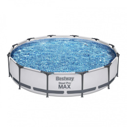Steel Pro MAX™ Bestway Frame Pool 366 x 76 cm, Set mit Filterpumpe, rund, lichtgrau 56416