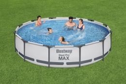 Steel Pro MAX™ Bestway Frame Pool 366 x 76 cm, Set mit Filterpumpe, rund, lichtgrau 56416