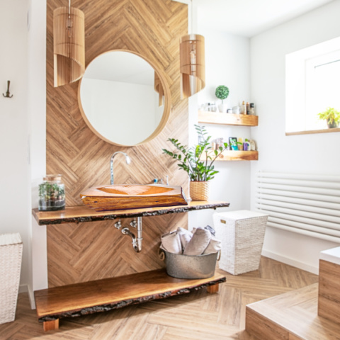 Sellnet Holz-Waschbecken mit Click-Clack-Ablaufventil U106 Sellnet Holz-Waschbecken mit Click-Clack-Ablaufventil U106