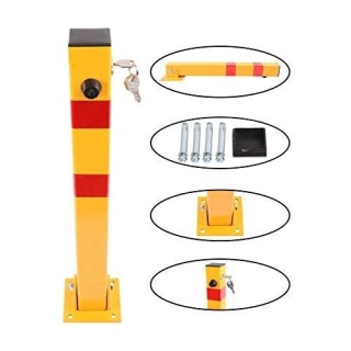 Verda 3x Parkpfosten, klappbare Parkplatzsperre 60 x 60 x 600 mm, gelb SN1807-3