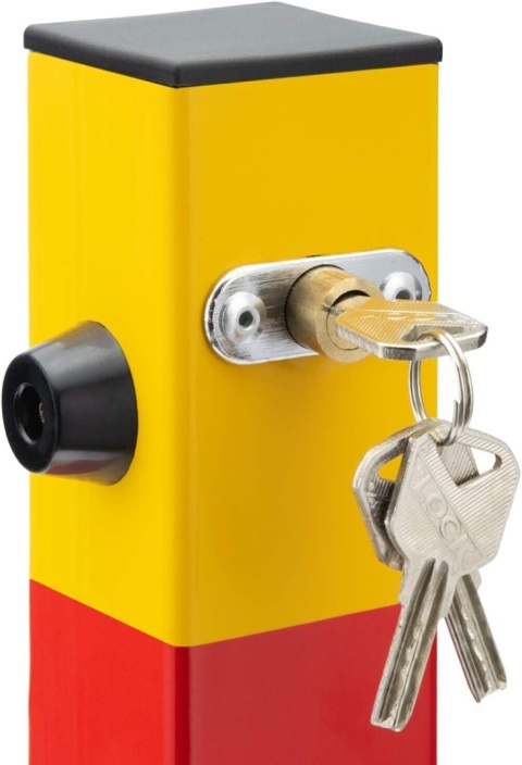 Verda 3x Parkpfosten, klappbare Parkplatzsperre 60 x 60 x 600 mm, gelb SN1807-3