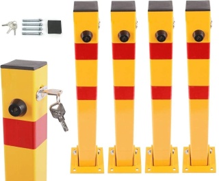 Verda 4x Parkpfosten, klappbare Parkplatzsperre 60 x 60 x 600 mm, gelb SN1807-4
