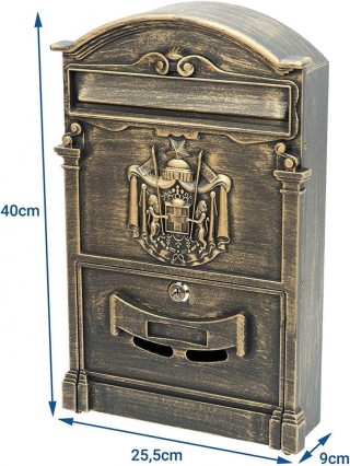 Verda Retro Briefkasten aus pulverbeschichtetem Aluguss, Gold Matt SN3663-3