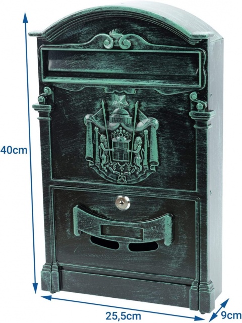 Verda Retro Briefkasten aus pulverbeschichtetem Aluguss, Grün Matt SN3663-4
