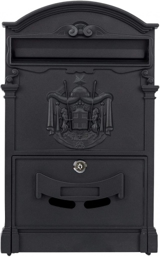 Verda Retro Briefkasten aus pulverbeschichtetem Aluguss, Schwarz Matt SN3663-2