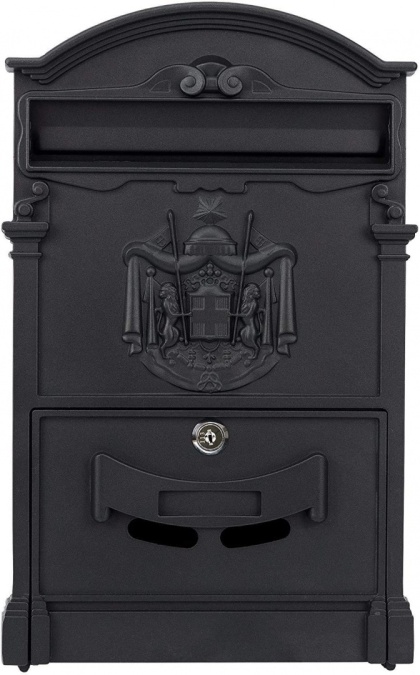 Verda Retro Briefkasten aus pulverbeschichtetem Aluguss, Schwarz Matt SN3663-2