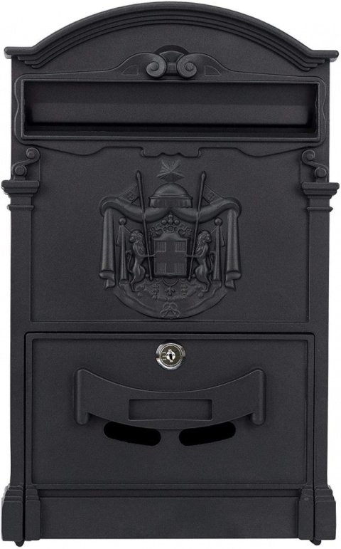 Verda Retro Briefkasten aus pulverbeschichtetem Aluguss, Schwarz Matt SN3663-2