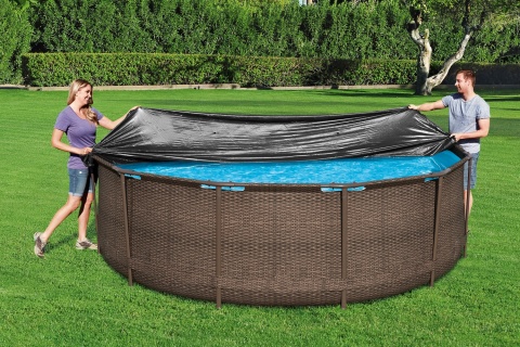 Bestway PVC-Abdeckplane Ø 370 cm, rund, schwarz 58037