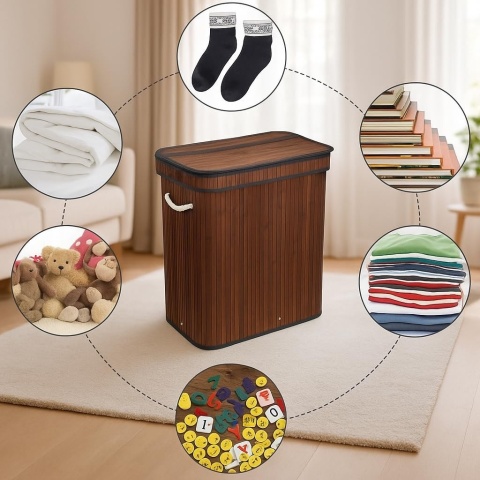 Bambus Wäschekorb Wäschesammler Wäschebox Wäschetonne Wäschetruhe Wäschebehälter SN7086