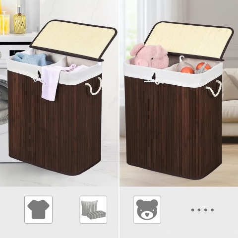 Bambus Wäschekorb Wäschesammler Wäschebox Wäschetonne Wäschetruhe Wäschebehälter SN7086