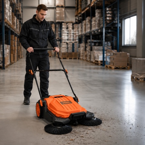 Verda Manuelle Kehrmaschine 65 cm – Handkehrmaschine 20 l, 2.400 m²/h SN1301Z
