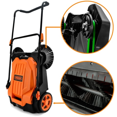 Verda Manuelle Kehrmaschine 65 cm – Handkehrmaschine 20 l, 2.400 m²/h SN1301Z