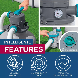 Bestway Filterpumpe Sandfilteranlage mit Zeitschaltuhr 5.678 l/h, 230 W 58497