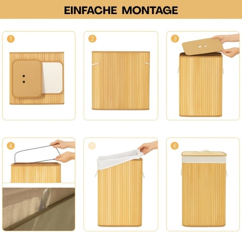 Bambus Wäschekorb Wäschesammler Wäschebox Wäschetonne Wäschetruhe Wäschebehälter SN7081