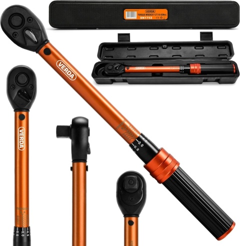 Verda Drehmomentschlüssel 1/2" 10-60 Nm, Teleskopratsche im Koffer, Click-Torque SN1752
