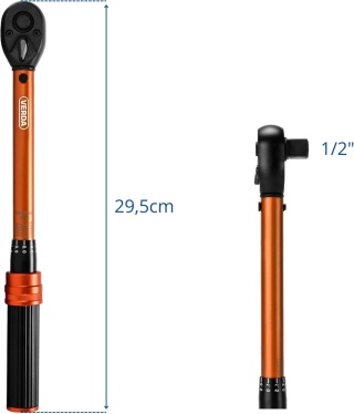 Verda Drehmomentschlüssel 1/2" 10-60 Nm, Teleskopratsche im Koffer, Click-Torque SN1752