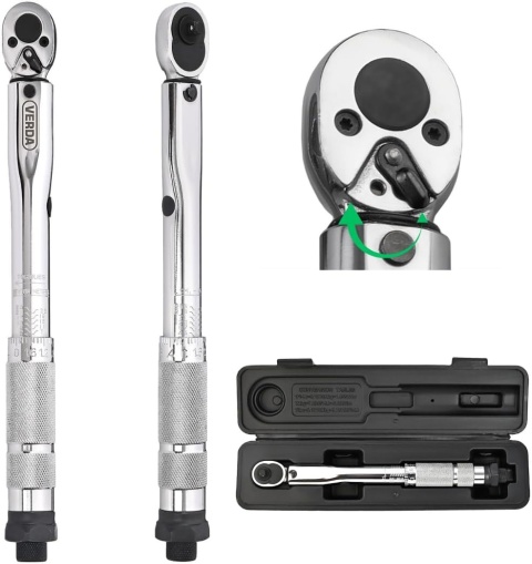 Verda Drehmomentschlüssel 1.4" 5-25 Nm mit Umschaltknarre Teleskopratsche im Koffer SN1736