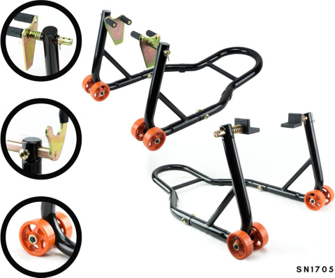 SET Motorradständer Motorrad Montageständer VORNE + HINTEN | V-Typ – Motorradheber-Set für Vorder- und Hinterrad SN1705
