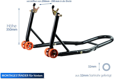 SET Motorradständer Motorrad Montageständer VORNE + HINTEN | V-Typ – Motorradheber-Set für Vorder- und Hinterrad SN1705