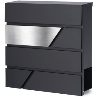 Verda Briefkasten mit Zeitungsfach Anthrazit – Edelstahl Wandbriefkasten 37 × 37 cm