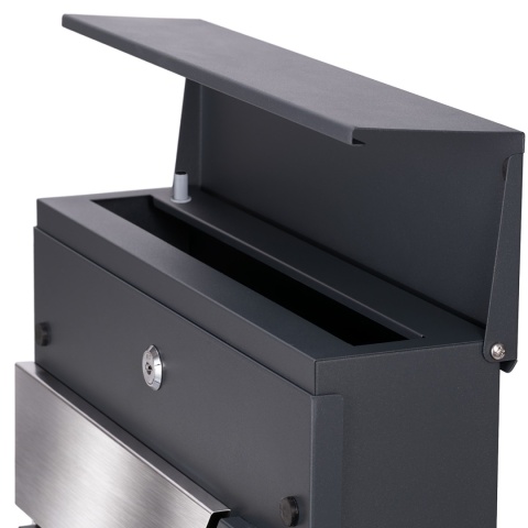 Verda Briefkasten mit Zeitungsfach Anthrazit – Edelstahl Wandbriefkasten 37 × 37 cm