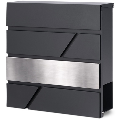 Verda Briefkasten mit Zeitungsfach Anthrazit – Edelstahl Wandbriefkasten 37 × 37 cm