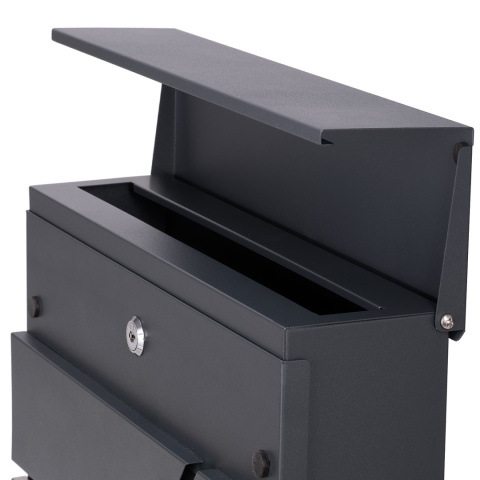 Verda Briefkasten mit Zeitungsfach Anthrazit – Edelstahl Wandbriefkasten 37 × 37 cm