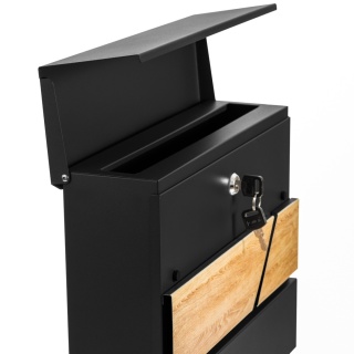 Verda Briefkasten mit Zeitungsfach Anthrazit/Holz – Wandbriefkasten 37 × 37 cm SN3638-2