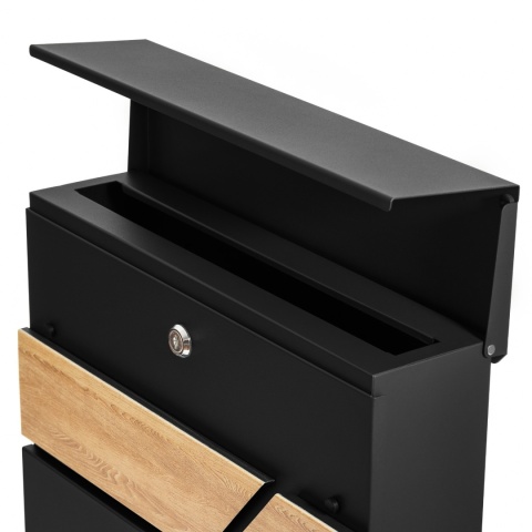 Verda Briefkasten mit Zeitungsfach Anthrazit/Holz – Wandbriefkasten 37 × 37 cm SN3638-2