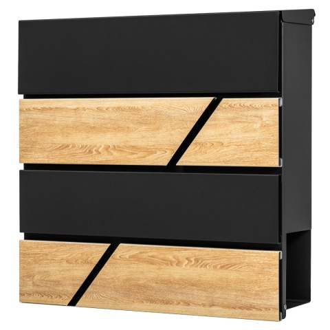 Verda Briefkasten mit Zeitungsfach Anthrazit/Holz – Wandbriefkasten 37 × 37 cm SN3638-2
