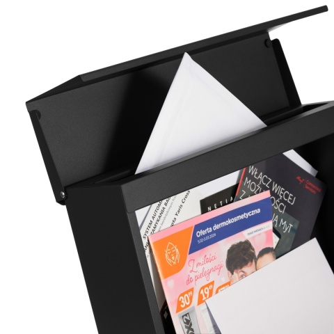 Verda Briefkasten mit Zeitungsfach Anthrazit/Holz – Wandbriefkasten 37 × 37 cm SN3638-2