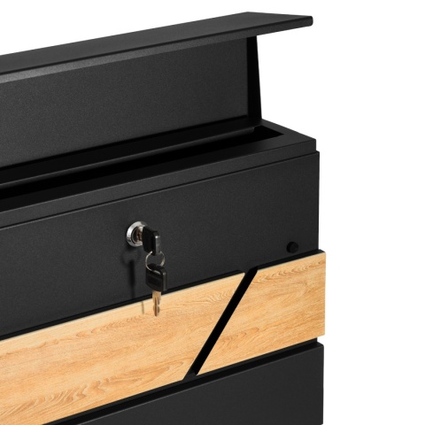 Verda Briefkasten mit Zeitungsfach Anthrazit/Holz – Wandbriefkasten 37 × 37 cm SN3638-2