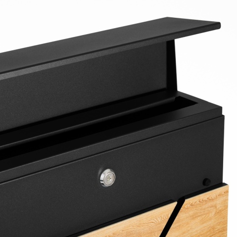 Verda Briefkasten mit Zeitungsfach Anthrazit/Holz – Wandbriefkasten 37 × 37 cm SN3638-2