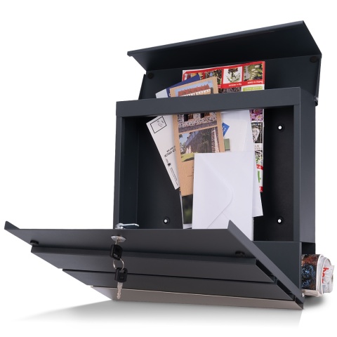 Verda Briefkasten mit Zeitungsfach – Edelstahl Wandbriefkasten modern SN3714-1