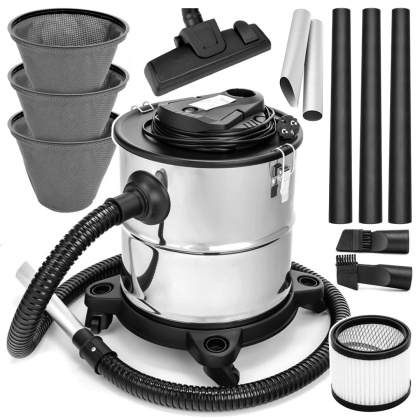 Verda Aschesauger 1650W mit DUAL System Filter HEPA + 3x Sackfilter, Kaminsauger 20L SN121