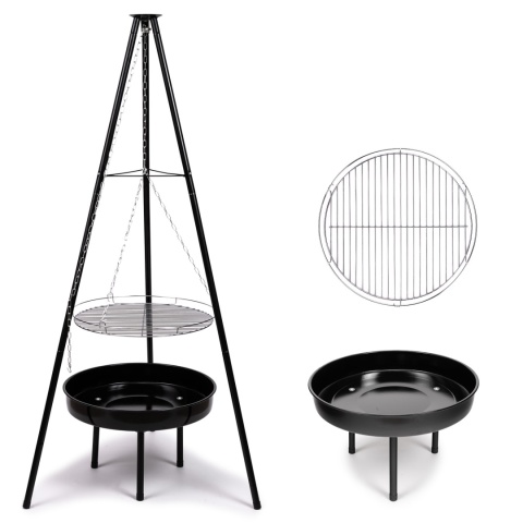 Verda Schwenkgrill 151 cm – Holzkohlegrill mit Dreibein & Feuerstelle