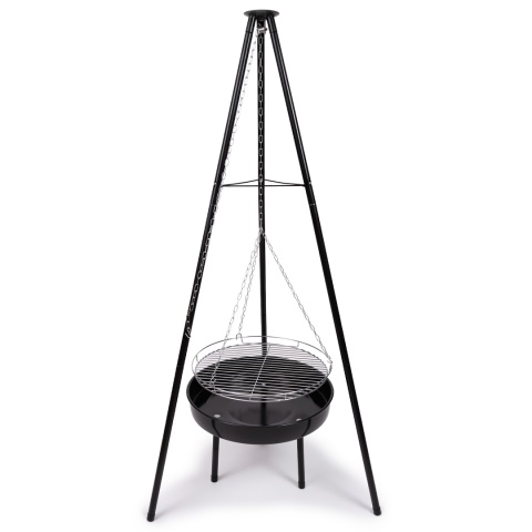 Verda Schwenkgrill 151 cm – Holzkohlegrill mit Dreibein & Feuerstelle