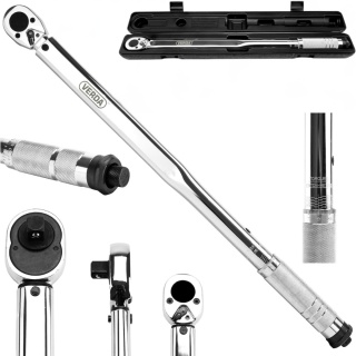Verda Drehmomentschlüssel 1/2" 70-350Nm mit Koffer für PKW, Fahrrad, Motorrad Silber SN1739
