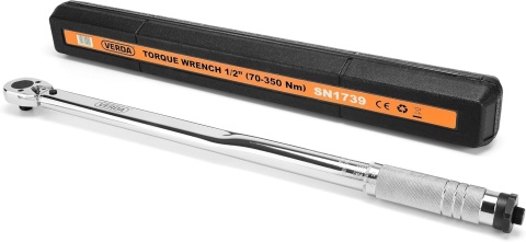 Verda Drehmomentschlüssel 1/2" 70-350Nm mit Koffer für PKW, Fahrrad, Motorrad Silber SN1739