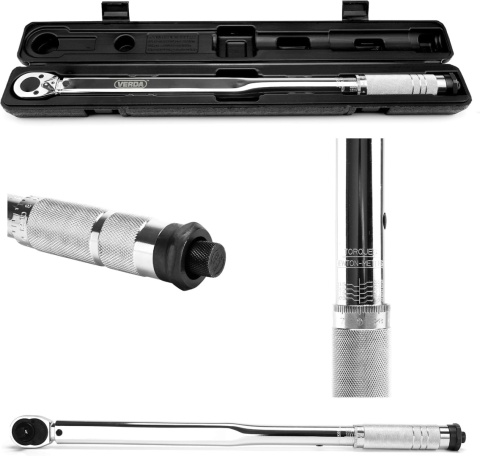 Verda Drehmomentschlüssel 1/2" 70-350Nm mit Koffer für PKW, Fahrrad, Motorrad Silber SN1739