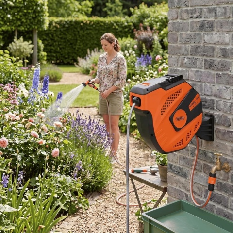 Verda Schlauchtrommel Wand-Schlauchbox 20M+2M, 1/2", 180° Automatik Garten (20 m)