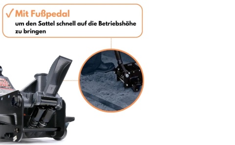 Verda Tiefer Wagenheber 3t Rangierwagenheber 75 - 505 mm mit Doppelkolben und Fußpedal SN8017